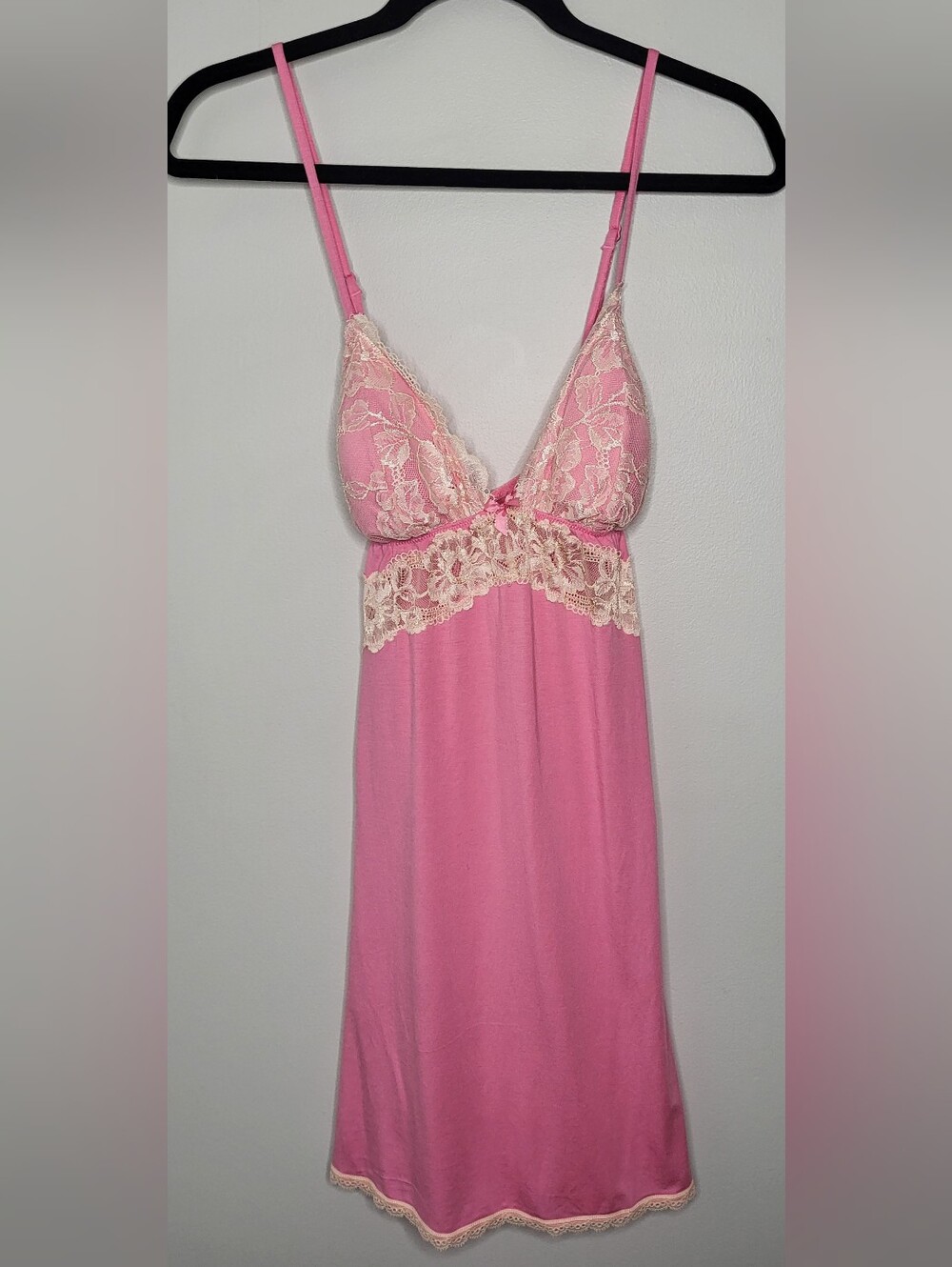 Pink Lace-Trim Chemise Nightdress - Unbranded